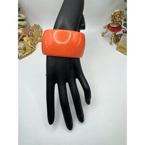 Vintage Statatement Vintage Clamper Bracelet Orange Magnetic Chunky